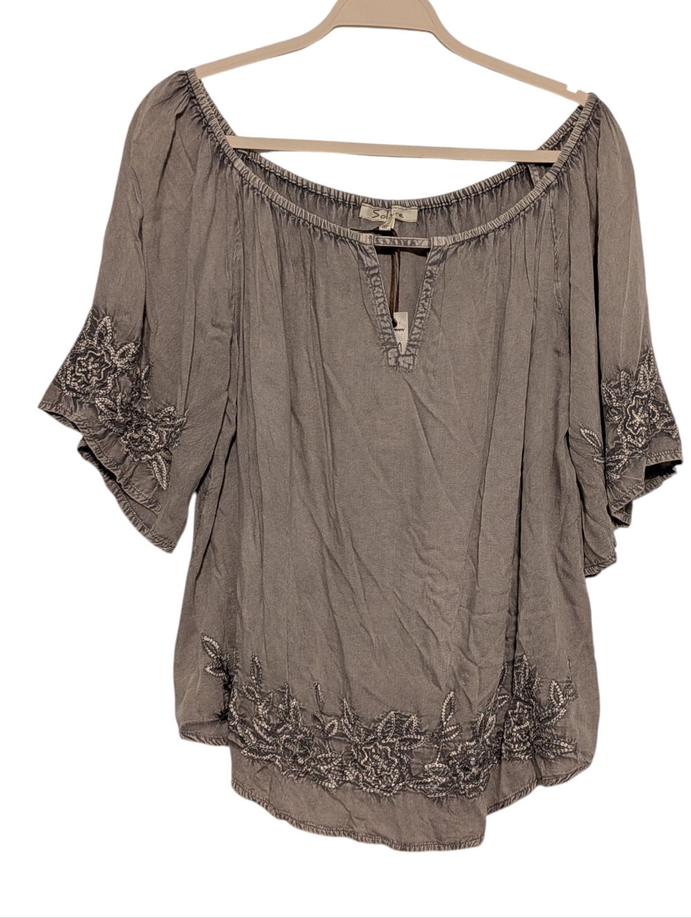 Solitaire Embroidered Off-Shoulder Boho Top